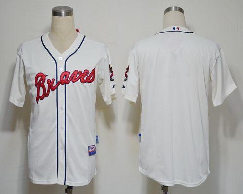 Braves Blank Cream Cool Base Stitched MLB Jersey - Click Image to Close